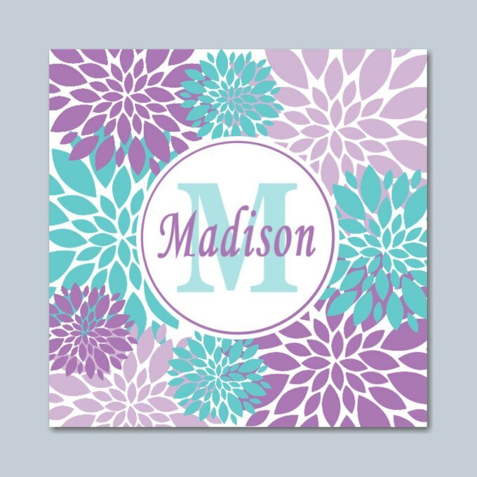 Popular Items For Purple Bedroom Decor On Etsy Teal Wall