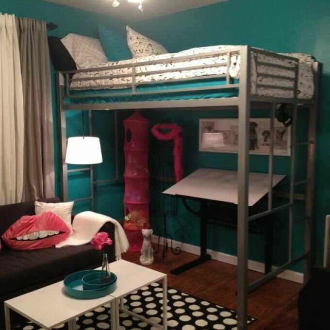 Teen Room, Tween Room, Bedroom Idea, Loft Bed, Black And